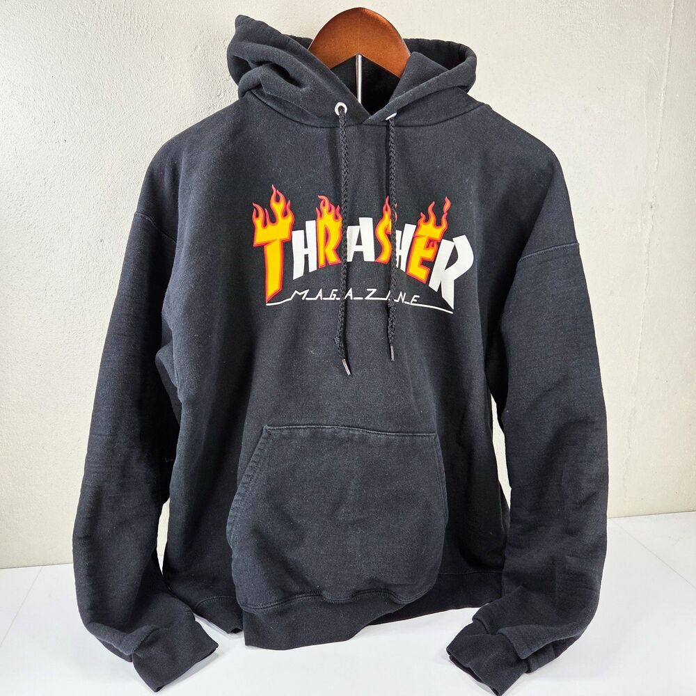 Thrasher Magazine Flame Logo Heavyweight Hoodie Sweatshirt Sz M